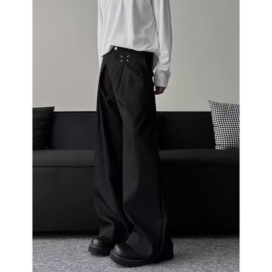 American loose suit pants men's high-end simple straight wide-leg pants trendy brand casual droop fashion trousers trendy American loose suit pants men's high-end simple straight wide-leg pants trendy brand casual droop fashion trousers trendy
