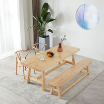 Nordic solid wood dining table household small apartment modern simple dining room living room dining table log dining table and chair combination