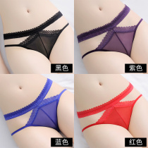 Panties womens comfortable summer sexy low waist seamless hollow solid color mesh transparent nude Japanese girl briefs