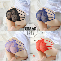 Lace panties ladies sexy ultra-thin hot temptation translucent hollow cotton crotch sex passion triangle shorts