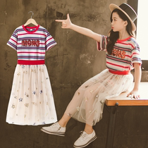 next alice girls summer dress tide 2021 new childrens foreign style big child princess two-piece skirt