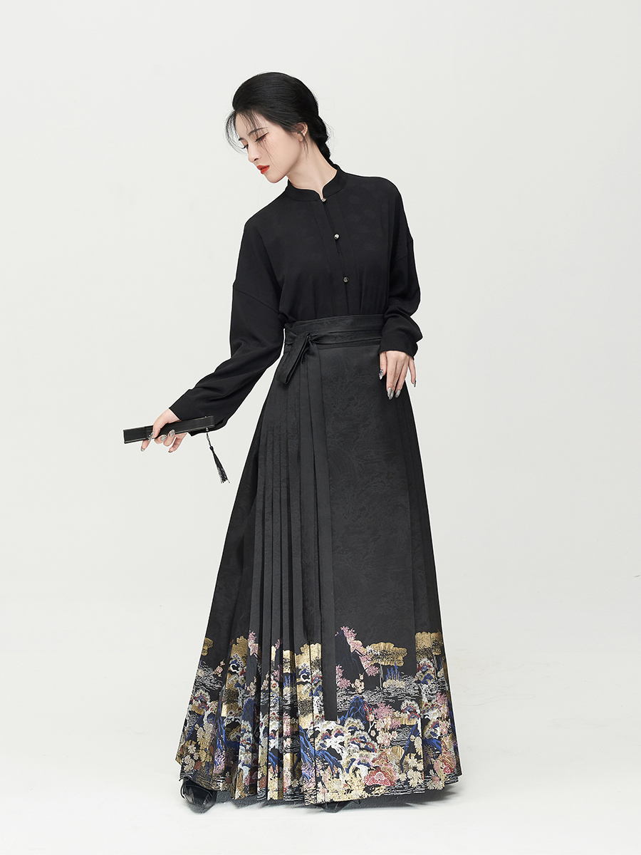 明制  織錦西陣織  仿妆花梯形馬面裙  ロングスカート 明制 織錦西陣織 仿妆花梯形馬面裙 ロングスカート 柒月记原创