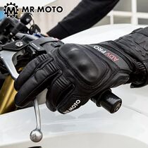 MR MOTO electric motorcycle gloves mens winter full leather thick waterproof and warm riding plus anti-chill electric touch screen