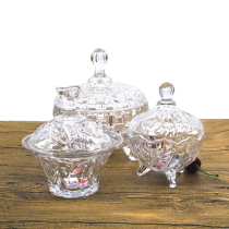 Crystal glass food candy dried fruit plate High foot jar with lid European transparent household small fruit plate Fruit plate