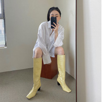 Net red with the same length boots thick heel high boots 2020 New autumn winter long cylinder boots Cavaliers boots though kneecap