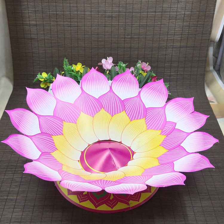 粉色莲花聚宝盆 半成品元宝纸扎纸活烧纸祭祀拜纸钱天堂地府法事