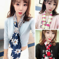 2021 spring and autumn small silk scarf Korean scarf female square scarf long scarf Joker thin narrow strip professional decoration art