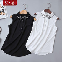 Aito spring new Korean sleeveless chiffon shirt professional shirt women Joker embroidery interior shirt winter base shirt