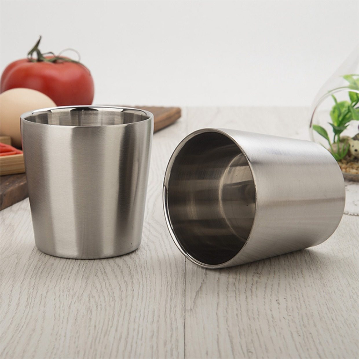 韩式304不锈钢双层拉丝水杯烤肉餐厅啤酒杯茶杯饮料杯 餐饮杯子_7折