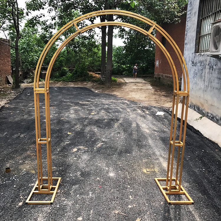 金色架子婚庆桁架拱门架子背景装饰花艺拱门圆形花门架子婚庆道具