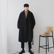 Wool coat mens medium and long mens winter coat Korean version of cashmere coat Mens high-end trendy mens windbreaker