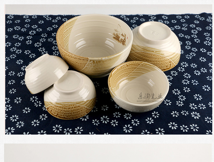 农家乐中式复古面汤碗陶瓷米饭碗餐具粥碗大汤碗饭店大中小吃饭碗_不
