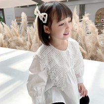 Girls' shirt 2020 autumn dress new children's atmosphere turned over long-sleeved shirt baby girl shirt doll shirt 1