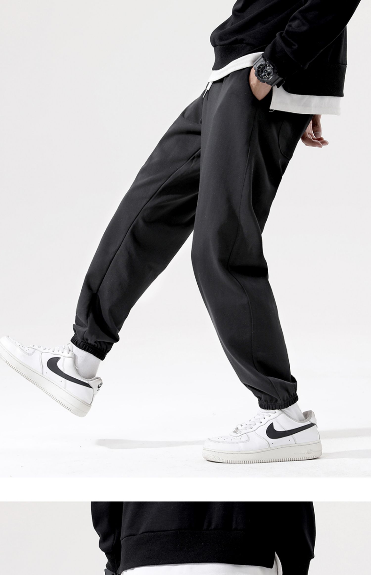 运动裤男宽松休闲直筒卫裤加绒加厚