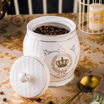 High-end Gold Side Ceramic Storage Jar Sub Nordic Style Kitchen Seal Tank With Lid Moisture-Proof Household Custom LOGO