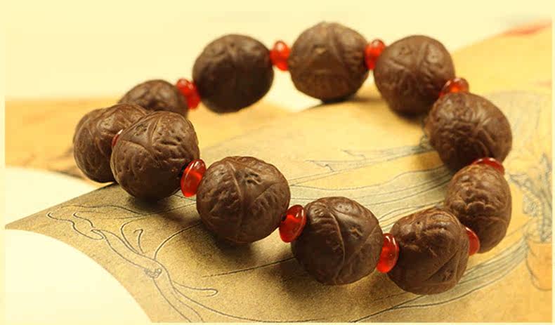 中创明镜 红皮易上色 尼泊尔龙眼菩提子 男手串 14-17mm左右手链