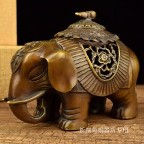Pure copper incense burner incense burner Elephant Tower incense burner brass imitation purple copper color aromatherapy home furnishings living room copper elephant