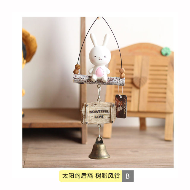 ຮ້ານຂາຍເຄື່ອງຍ່ອຍ Zakka wind chime cartoon resin hanging ornaments Langjun doorbell home gardening home living room decoration balcony