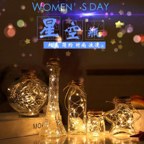 LED copper wire star lights string lanterns festival decoration small bulb glass bottle lamp girl heart screening room