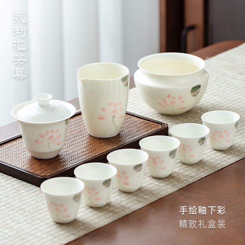 Japanese kung fu tea sets tureen red tea cups tea light key-2 luxury office lounge jingdezhen ceramics