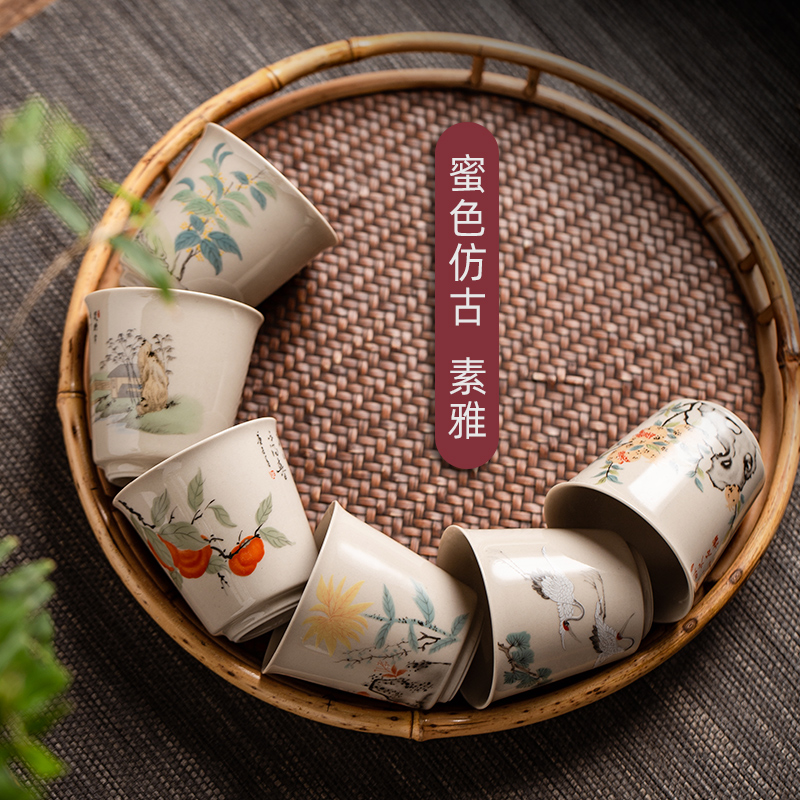 Jingdezhen ceramic tea cups master kung fu tea cup single CPU antique single sample tea cup men 's lady