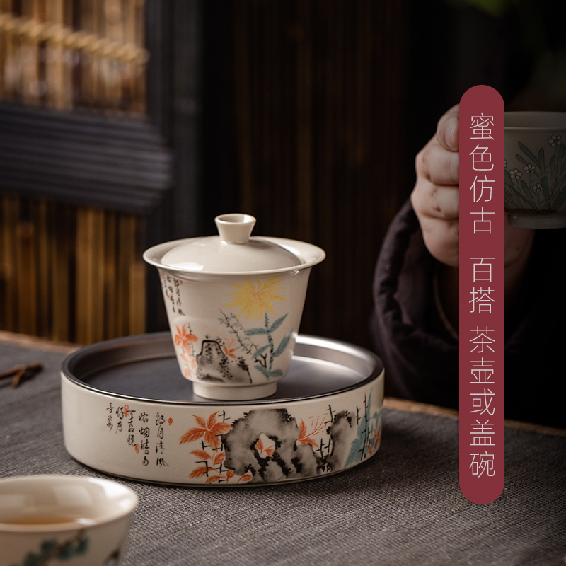 A pot of tea 12 old pot of water type bearing small dry A saucer plate jingdezhen ceramic tea mat tea light of key-2 luxury