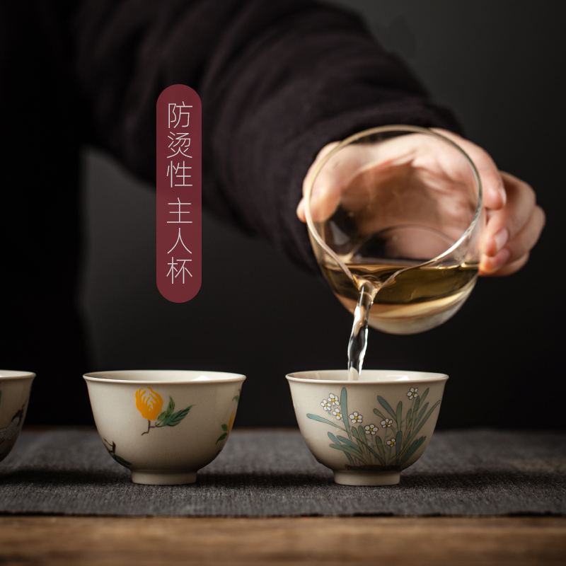 Single cup kung fu tea cups small bowl tea masters cup by hand, jingdezhen ceramic tea set man woman only antique