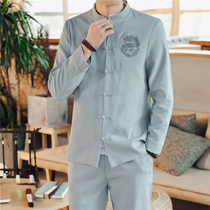 Chinese style Tang suit Tunic male youth slim tide brand vintage Republic of China clothing Best man suit Chinese dress Mens clothing