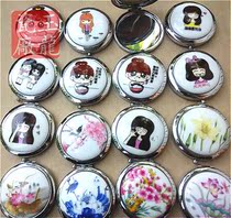 (Makeup mirror) ceramic portable mirror jewelry blue and white jewelry