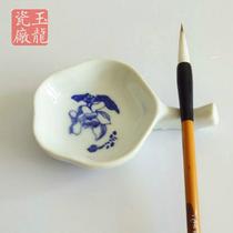 Jingdezhen ceramic plum blossom palette multi-purpose pen holder pen student paint disc dual-use ink disc