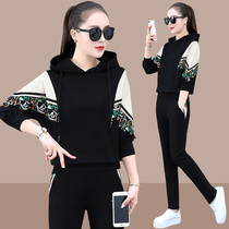 Sportswear set women Spring and Autumn 2020 new brand size fashion loose hooded sweater casual two-piece tide