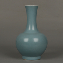 Qing Kangxi annual color glaze sky green glaze bottle antique porcelain antique old collection vase
