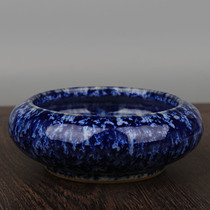 Qing Qianlong kiln change eggskin purple glaze open piece small pen wash antique porcelain antique old goods desktop ornaments