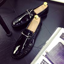 2021 2021 Winter 100 hitch Painted Leather Bean Shoes Men 100 hitch shoes Han version Trend Bright Face Mens Shoes Bright Leather Leather Shoes