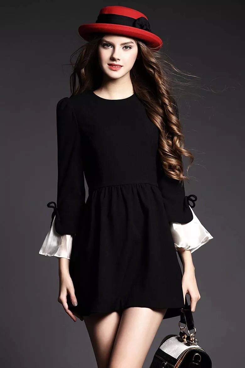 2014秋冬装新款a字打底裙小黑裙女装 欧美高端大牌淑女