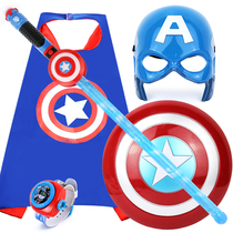 Halloween Kids Cartoon Anime Glow Mask Sound Light Captain America Shield Toy Round Shield Prop Boys