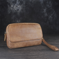 Headlayer Bull Leather Handbag male dermis Handbag Purse Long Purse Envelope Envelope Male Style Casual Mens Bag Hand Grip Bag Clip