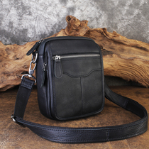Leather mens bag shoulder crossbody bag First layer cowhide multi-functional mens waist bag Crazy Horse leather small satchel small backpack