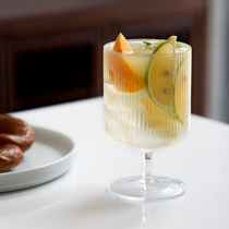 Japanese handmade household heat resistant high temperature resistant striped tall crystal glass red wine Juice Cup drink milk tea cup