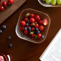 ins style Japanese salad bowl glass Square Bowl set food container crystal glass tableware dessert Western food simple home