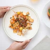 Sanzhai Jia Jingdezhen porcelain bowl white frosted Handmade coarse pottery household noodle bowl soup plate plate single Bowl tableware