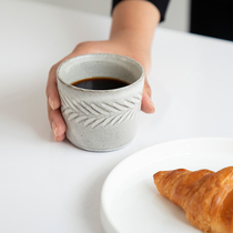 ins Wind coarse pottery white Matt coffee cup handmade straight tube without handheld coffee cup ceramic hand punch coffee cup