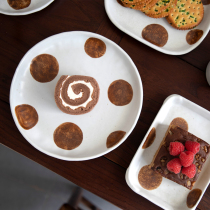 Miyake family Japanese polka dot handmade coarse pottery tableware Simple household fruit plate dining utensils art retro pottery tableware plate