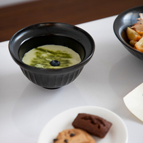 Sanmaijia Japanese black coarse pottery rice bowl soup bowl vegetable bowl home Solid Color Dessert salad bowl porcelain tableware noodle bowl