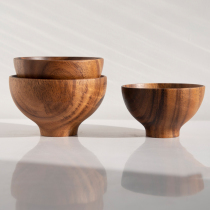 Sanzhai Acacia wooden bowl Japanese home baby childrens rice bowl solid color retro Wood Wood wooden bowl tableware