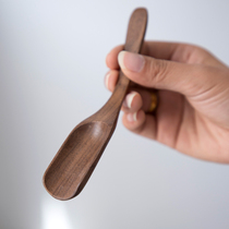 Miyake family black walnut whole wood tea spoon Japanese simple solid wood coffee spoon Japanese tea spoon Tea ceremony accessories