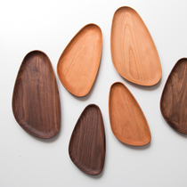 Three homes North American cherry wood whole wood triangle plate fruit plate Japanese style solid wood handmade wooden tray tea tray snack plate