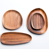 Three homes Thai Acacia wooden irregular heart-shaped plate oval wooden plate wooden tray wooden plate wooden long plate