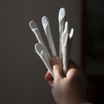 Sanzhai Jia Jingdezhen matte high temperature white porcelain handmade mixing spoon coffee mixing spoon original small spoon