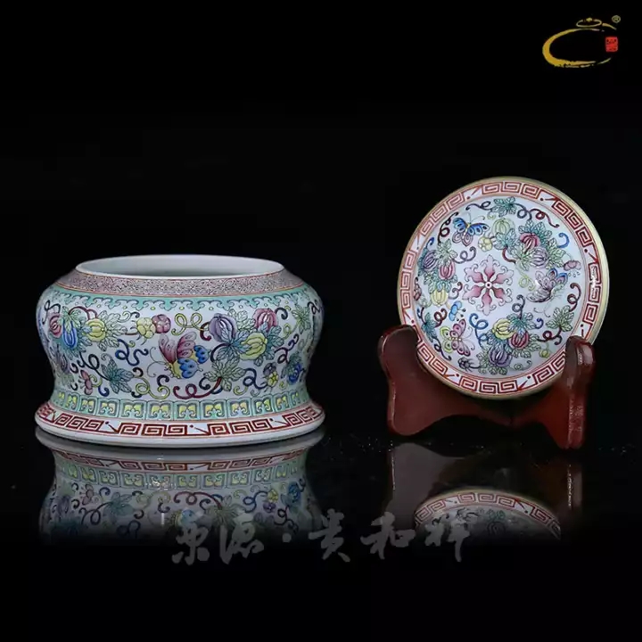 Jing DE and auspicious caddy fixings limited collection jingdezhen pure manual hand - made pastel melon butterfly stretch waist as cans